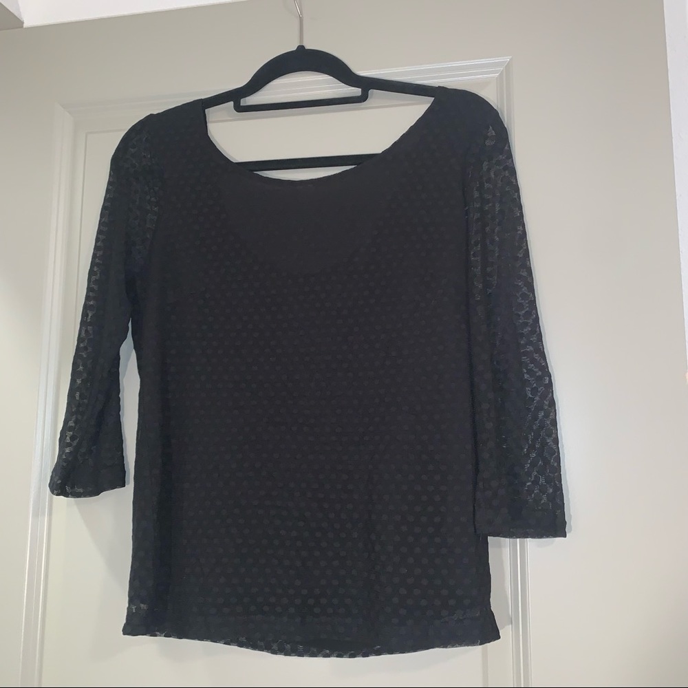 Sheer Black Top with Polka Dots